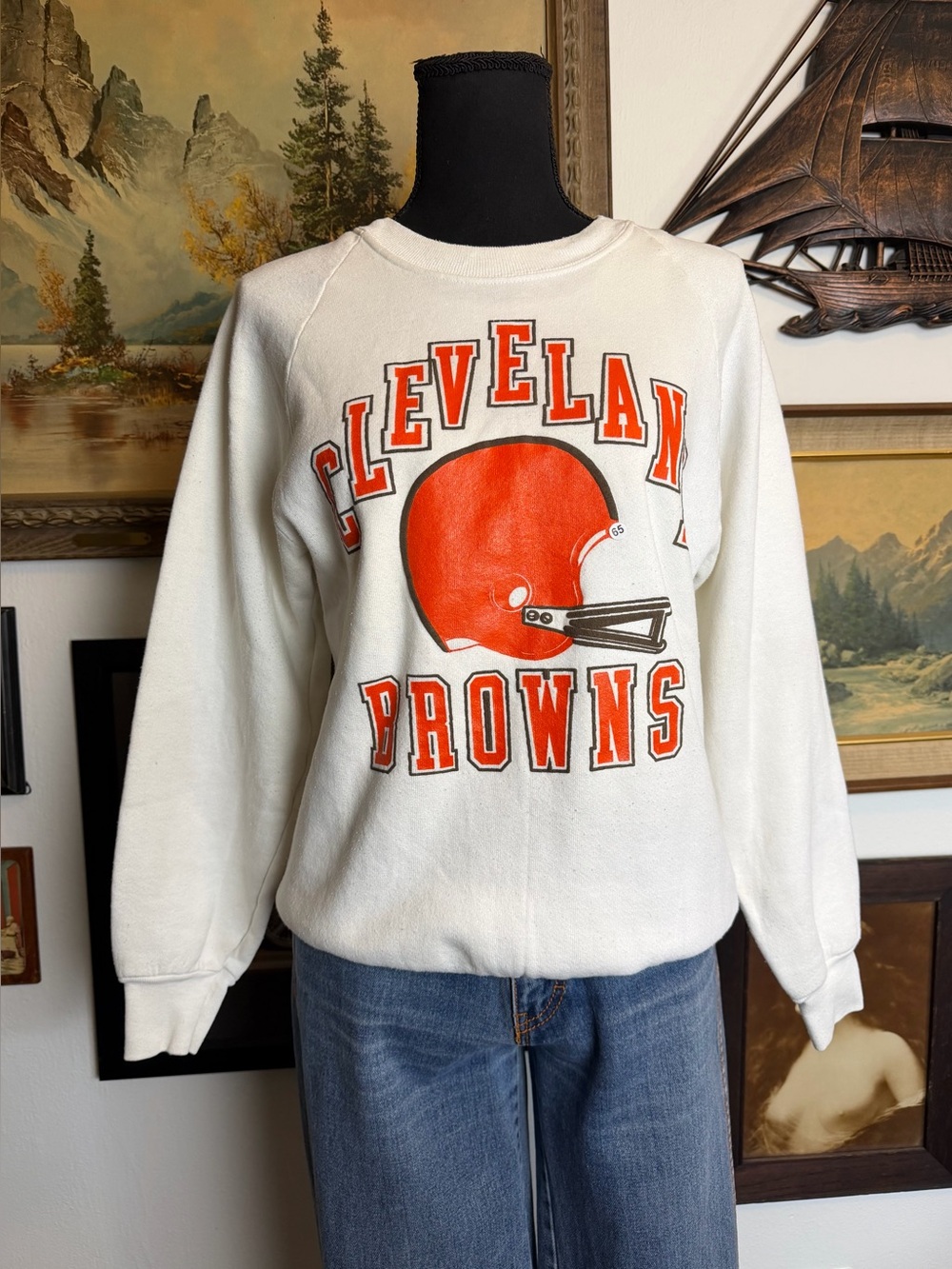 Vintage CLEVELAND BROWNS Crewneck Sweatshirt Adult S-M